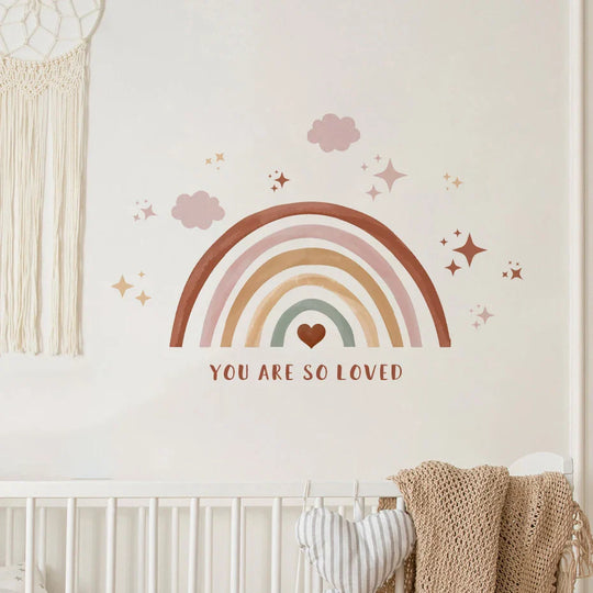 Rainbow Clouds And Stars Loving Quote Wall Decals For Nursery