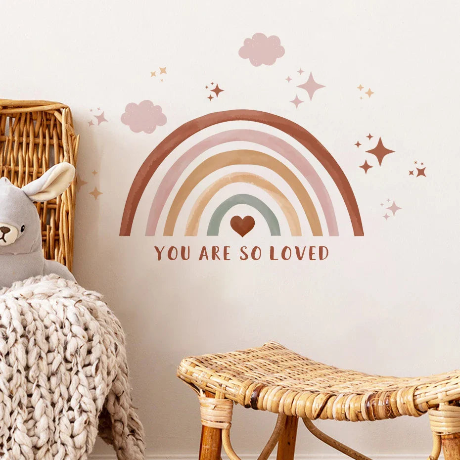 Rainbow Clouds And Stars Loving Quote Wall Decals For Nursery