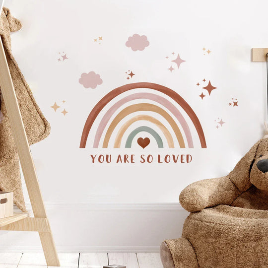 Rainbow Clouds And Stars Loving Quote Wall Decals For Nursery