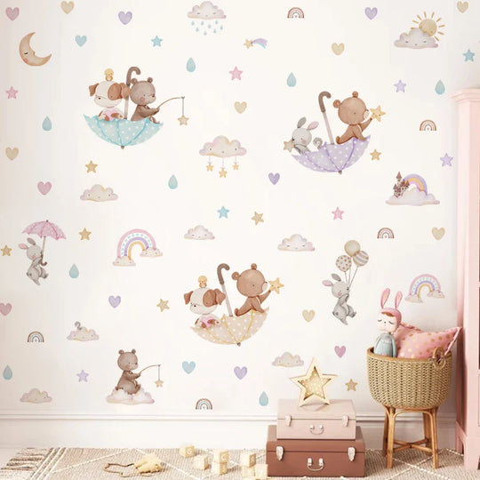 Rainbow Friends Cartoon Animal Wall Decals For Kids Room