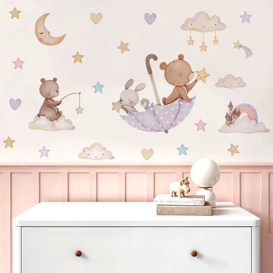 Rainbow Friends Cartoon Animal Wall Decals For Kids Room