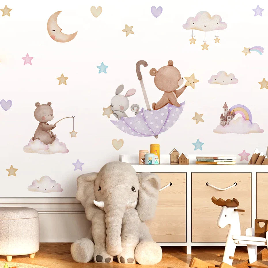 Rainbow Friends Cartoon Animal Wall Decals For Kids Room