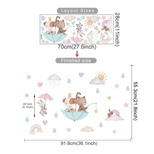 Rainbow Friends Cartoon Animal Wall Decals For Kids Room