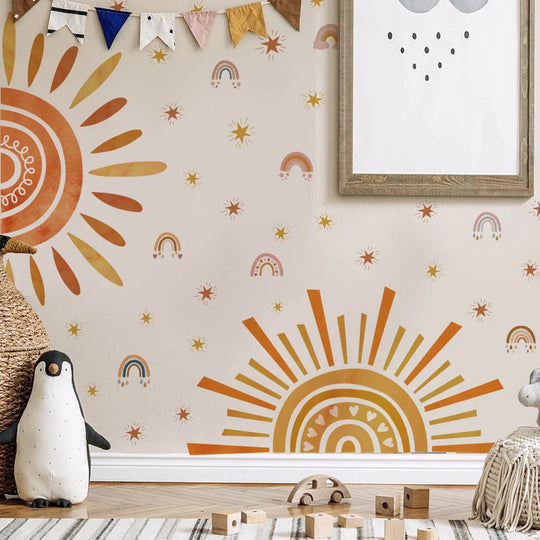 Rainbow Sun And Stars Wall Stickers For Kids Room