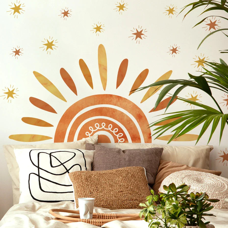 Rainbow Sun And Stars Wall Stickers For Kids Room