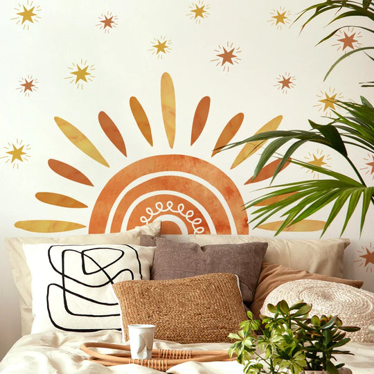 Rainbow Sun And Stars Wall Stickers For Kids Room