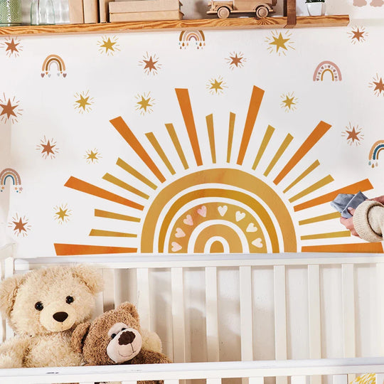 Rainbow Sun And Stars Wall Stickers For Kids Room