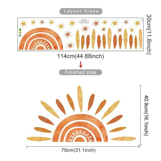 Rainbow Sun And Stars Wall Stickers For Kids Room