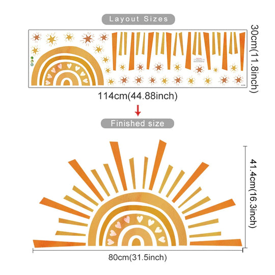 Rainbow Sun And Stars Wall Stickers For Kids Room