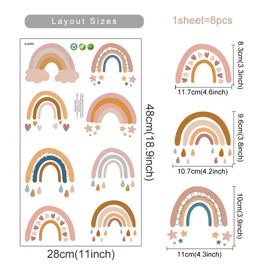 Rainbow Sun And Stars Wall Stickers For Kids Room