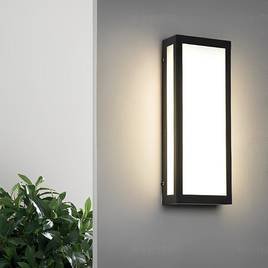 Rectangular LED Waterproof Black Modern Outdoor Exterior Wall Lamp
