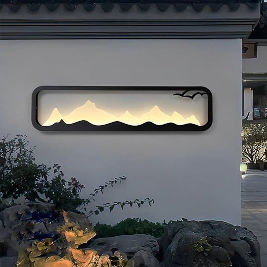 Rectangular Mountain Scenery LED Waterproof Outdoor Wall Lamp