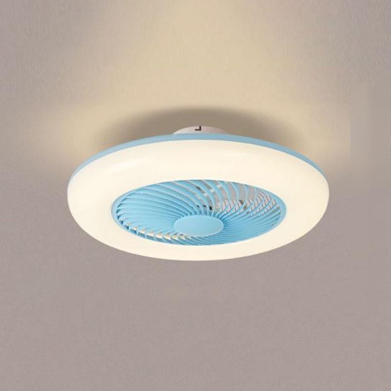 Modern Round Flush Mount Bladeless Ceiling Fan with LED Lights