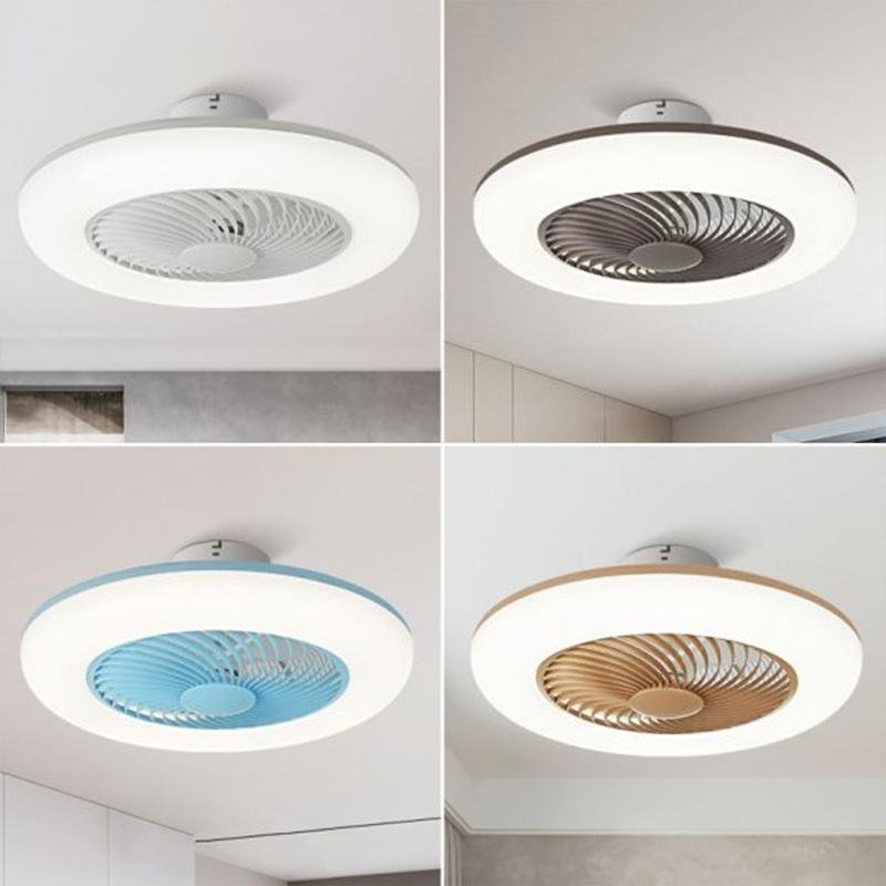 Modern Round Flush Mount Bladeless Ceiling Fan with LED Lights