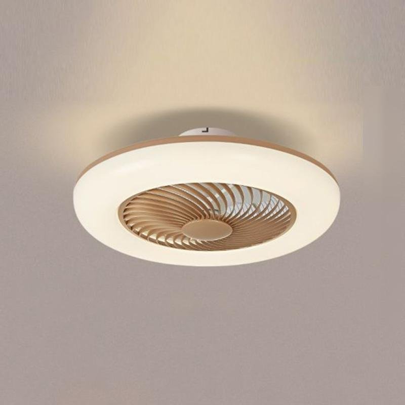 Modern Round Flush Mount Bladeless Ceiling Fan with LED Lights