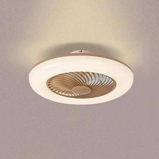 Modern Round Flush Mount Bladeless Ceiling Fan with LED Lights