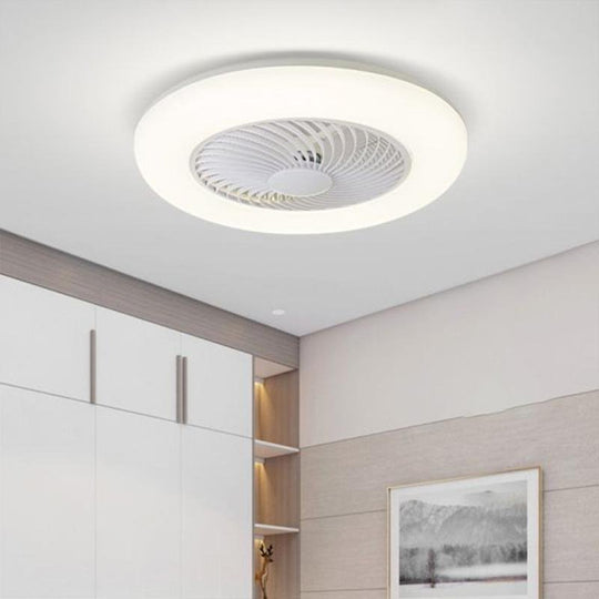 Modern Round Flush Mount Bladeless Ceiling Fan with LED Lights