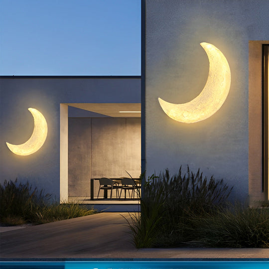 Creative Resin Moon Waterproof LED Modern Outdoor Wall Sconce