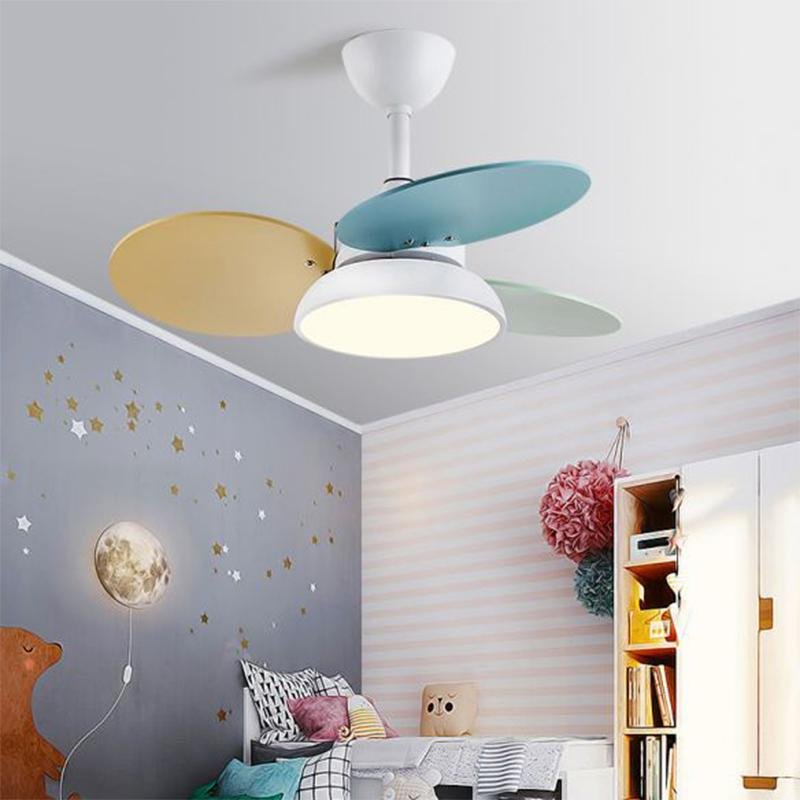 Modern Colorful Kids Pendant Ceiling Fan with Light