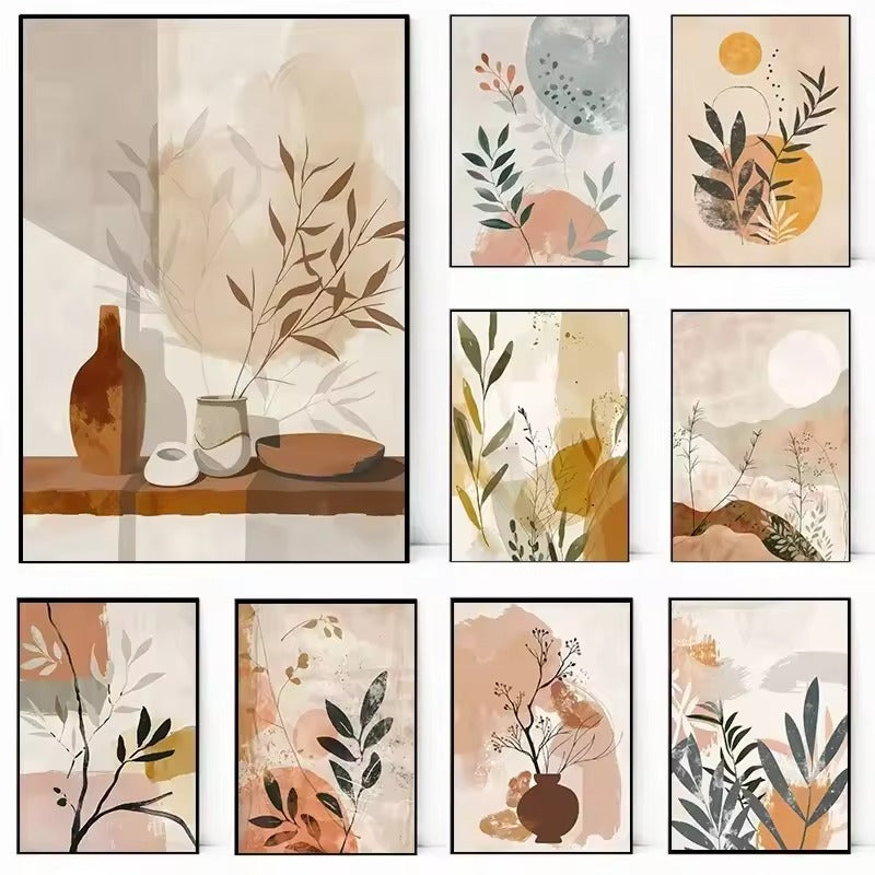 Rustic Abstract Botanical Still Life Floral Canvas Wall Art