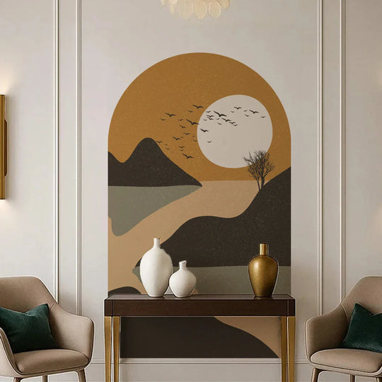 Rustic River Sunset Archway Wall Mural For Living Spaces