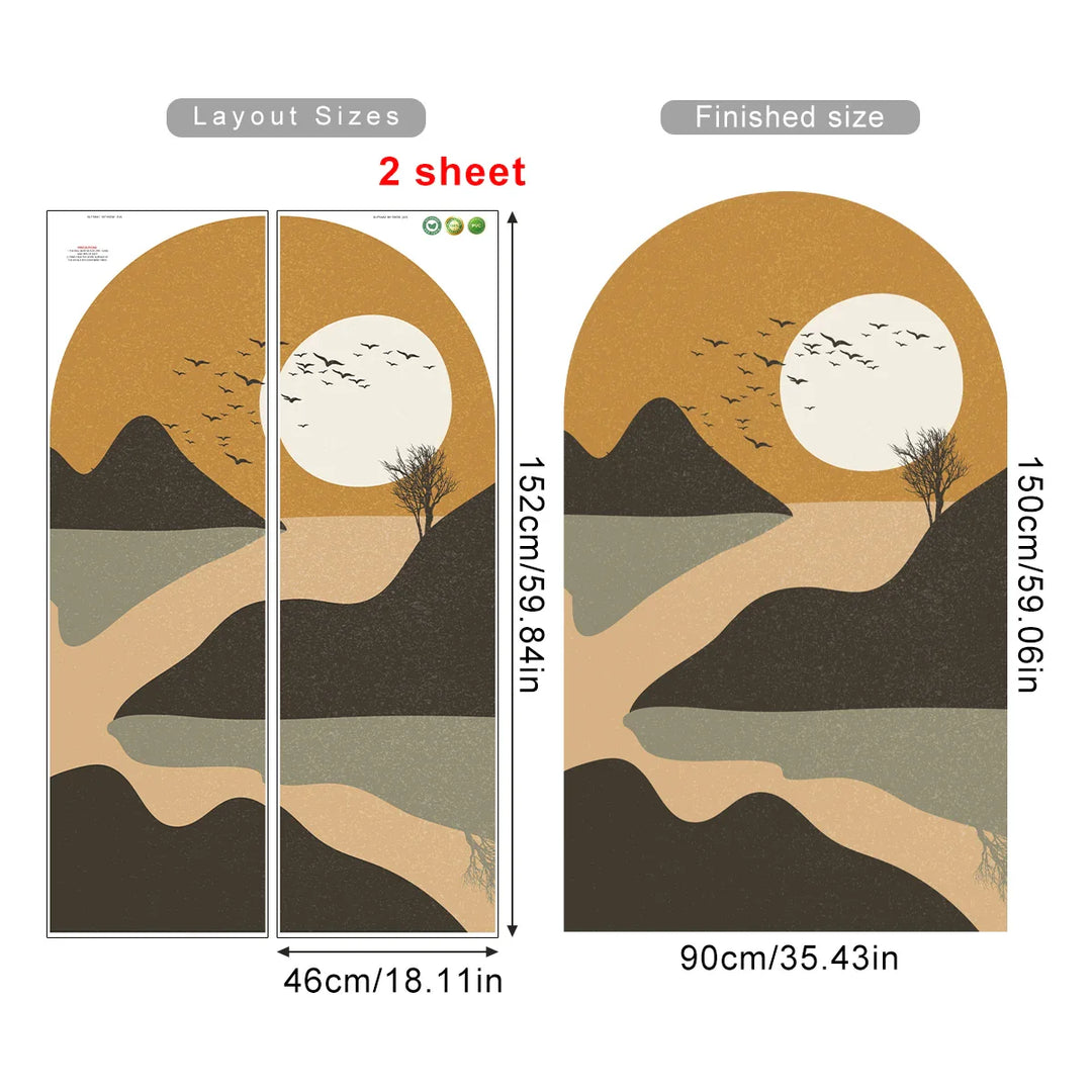 Rustic River Sunset Archway Wall Mural For Living Spaces