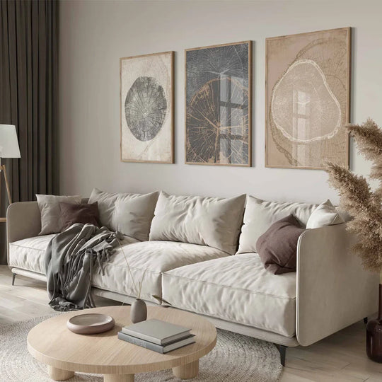 Rustic Tree Rings Abstract Nordic Canvas Wall Art