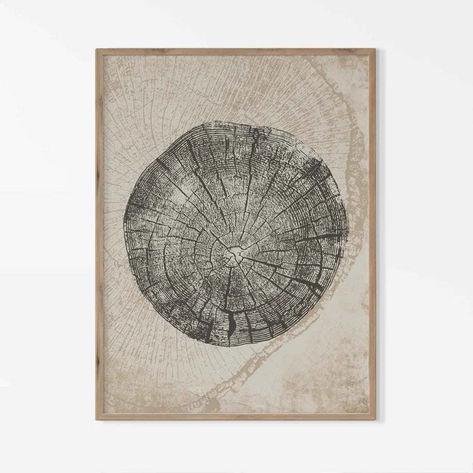 Rustic Tree Rings Abstract Nordic Canvas Wall Art