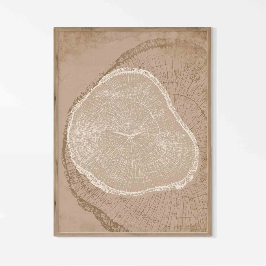 Rustic Tree Rings Abstract Nordic Canvas Wall Art