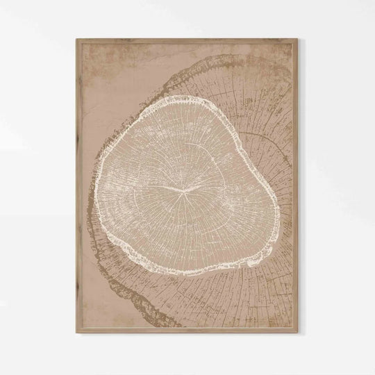 Rustic Tree Rings Abstract Nordic Canvas Wall Art