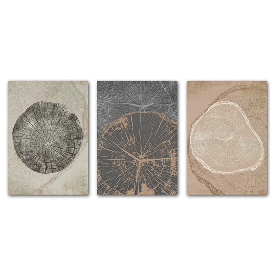 Rustic Tree Rings Abstract Nordic Canvas Wall Art