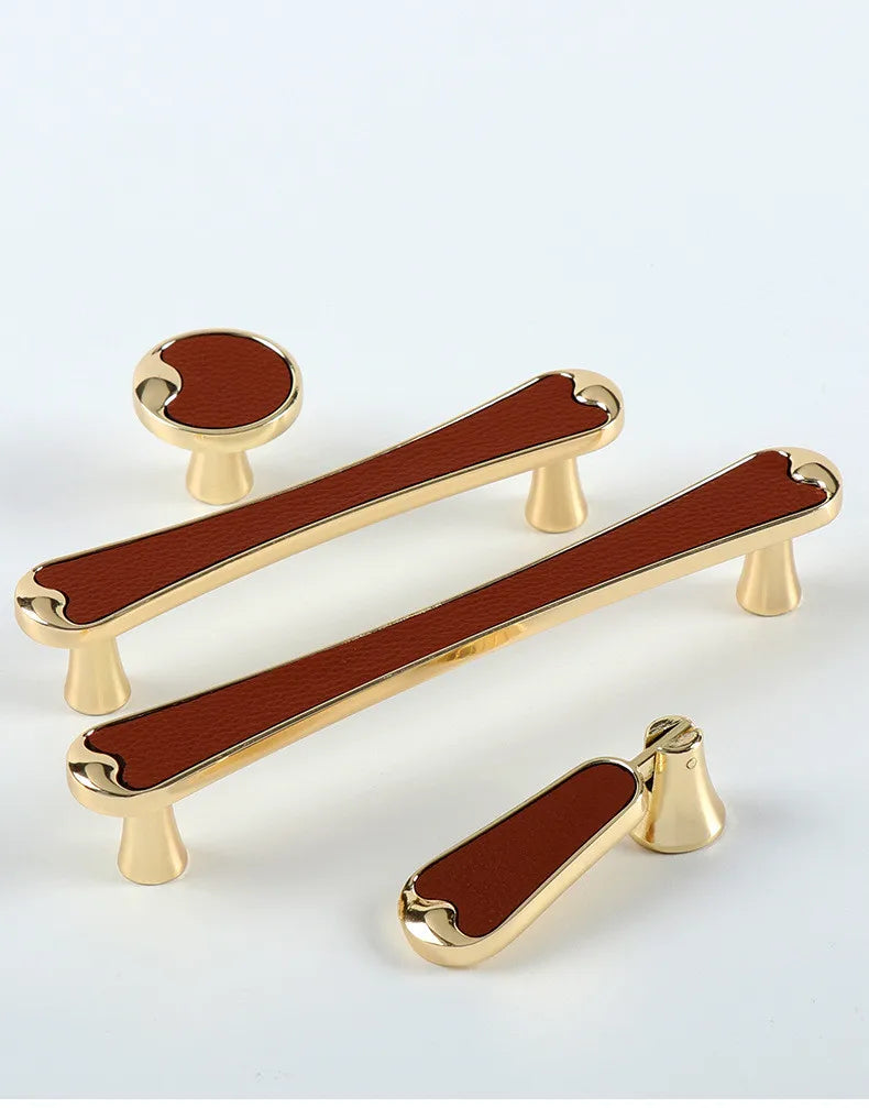 Modern Black and Red Leather Cabinet Handle – Zinc Alloy Pulls for Wardrobes and Cupboards (96mm/128mm)