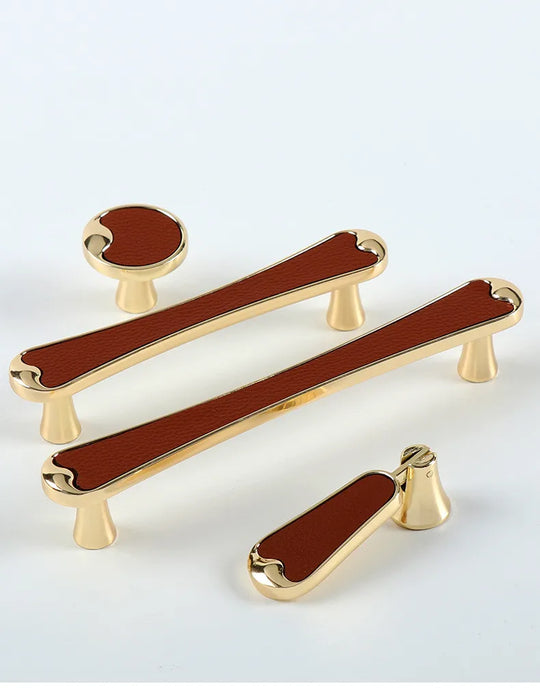 Modern Black and Red Leather Cabinet Handle – Zinc Alloy Pulls for Wardrobes and Cupboards (96mm/128mm)