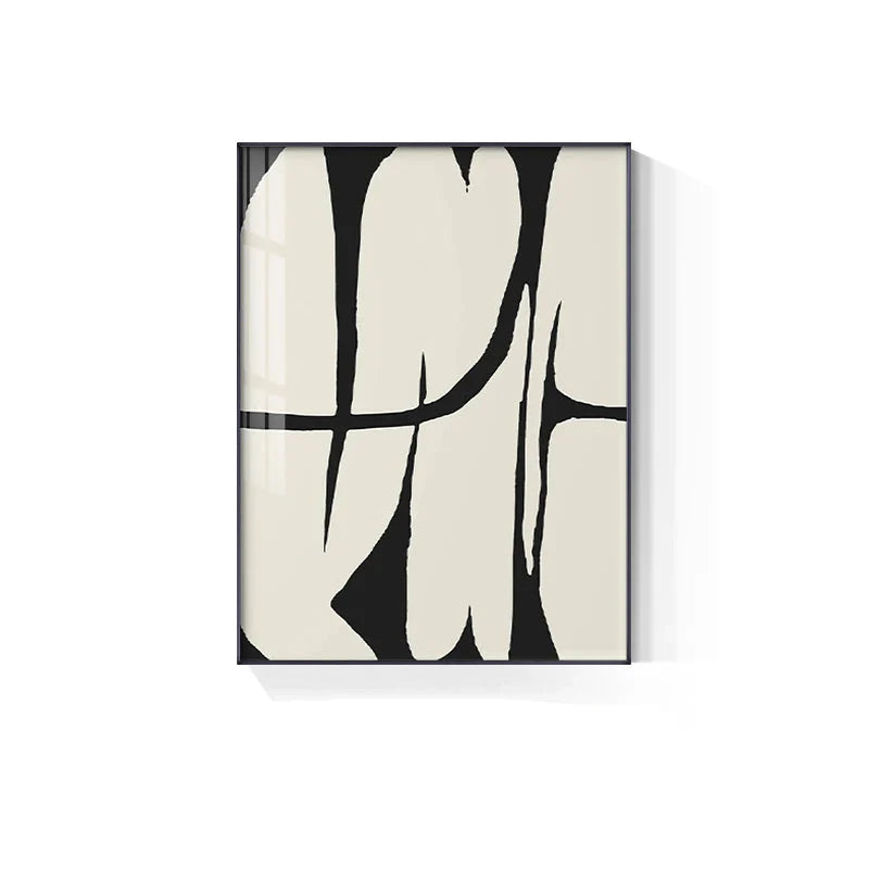 Striking Bold Abstract Minimalist Black White Canvas Wall Art Unframed