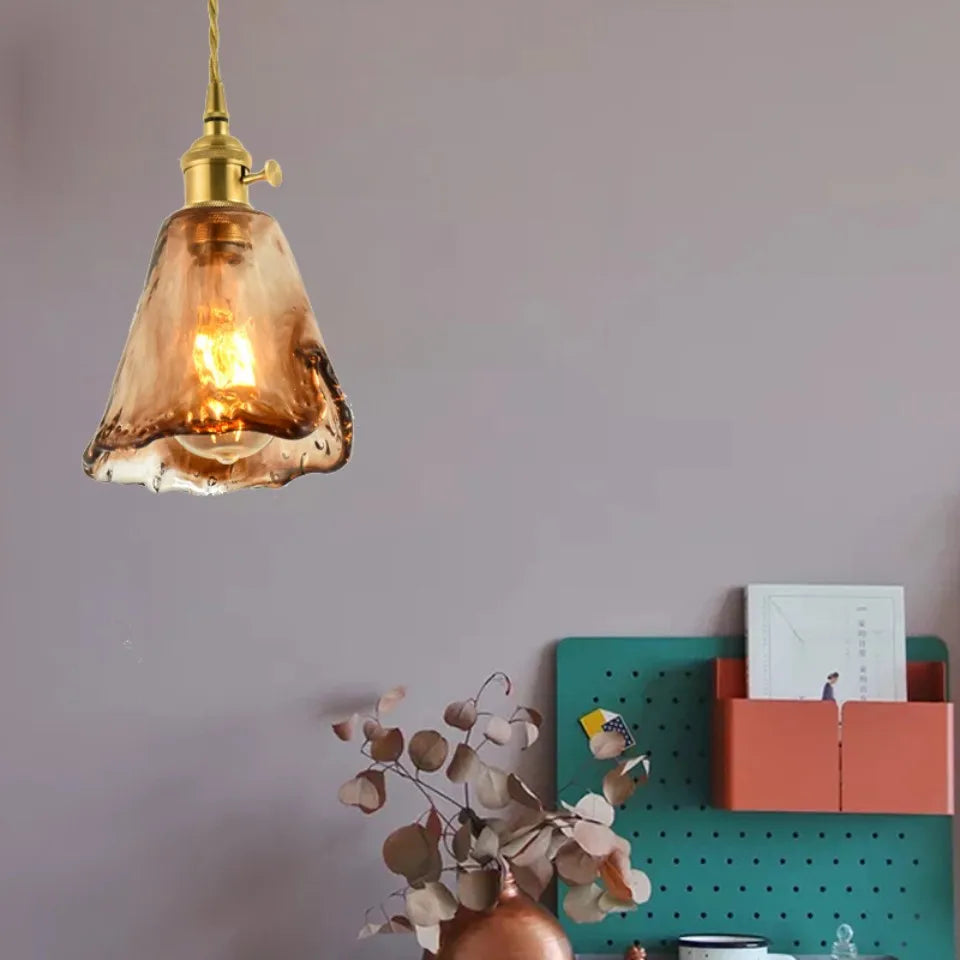 Amber – Nordic Vintage Glass Pendant Light for Bedroom, Café, Bar, and Restaurant