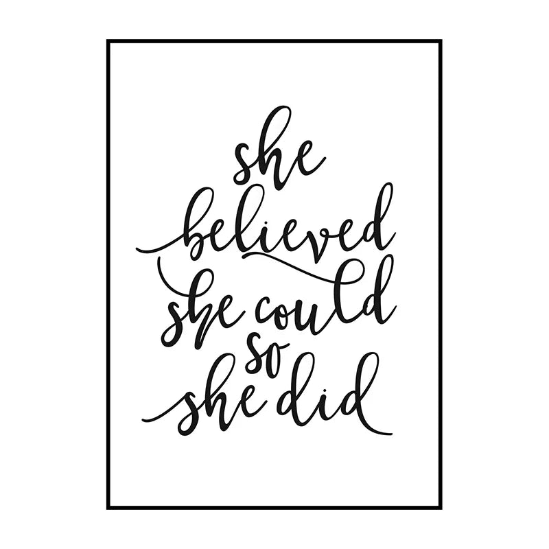 Black And White Motivational Quotes Canvas Wall Art