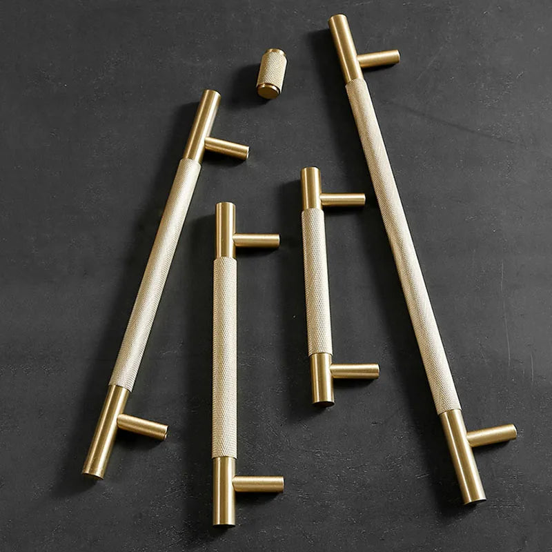 Cutting Diamond Knurled Brass Cabinet Handles – Textured Pulls and Knobs for Furniture