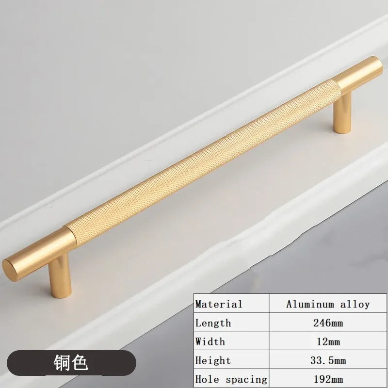 Long Knurled Aluminum Alloy Cabinet Handles – Modern T-Bar Pulls for Furniture