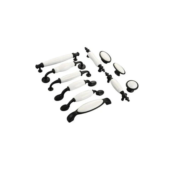 European Ceramic Cabinet Handles – Black and White Pulls for Furniture