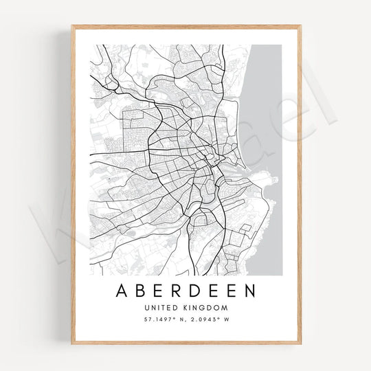 Minimalist Black White City Map Wall Art Canvas Print