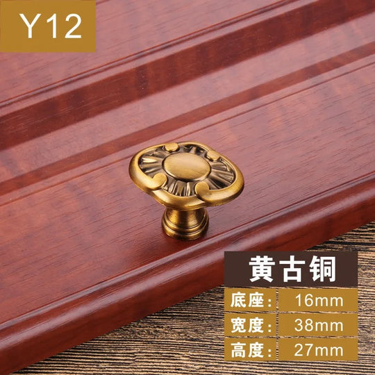 Antique Yellow Bronze Cabinet Handles – Brushed Vintage Drawer Pulls
