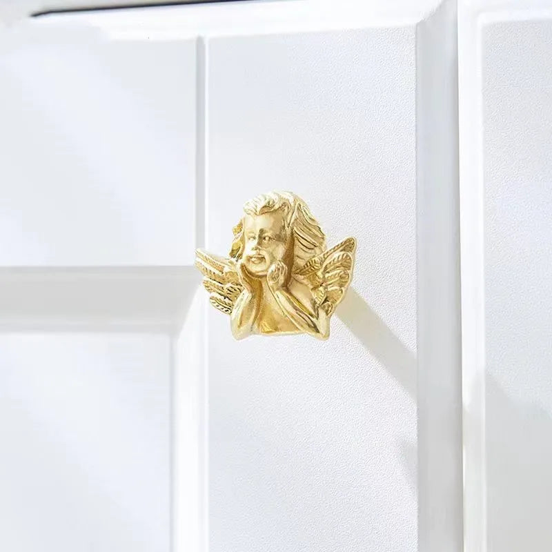 Brass Angel Cabinet Handles – Vintage Gold Knobs for Furniture