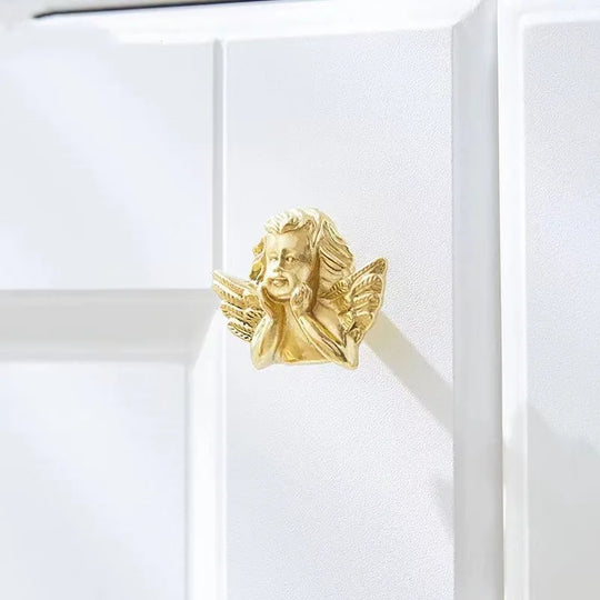 Brass Angel Cabinet Handles – Vintage Gold Knobs for Furniture