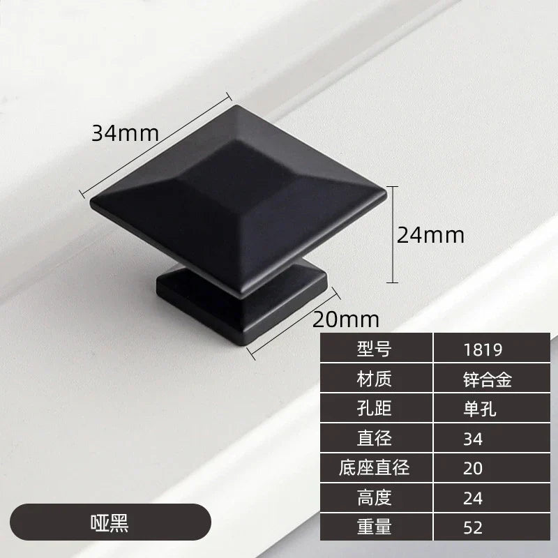Modern Zinc Alloy Drawer Knobs – Single-Hole Cabinet Handles