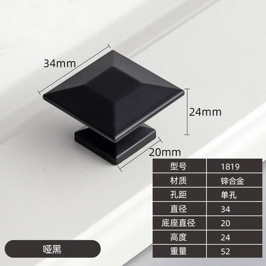 Modern Zinc Alloy Drawer Knobs – Single-Hole Cabinet Handles