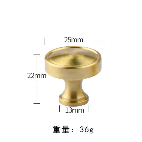 Pure Brass Cabinet Handles – Brushed Gold Single-Hole Knobs