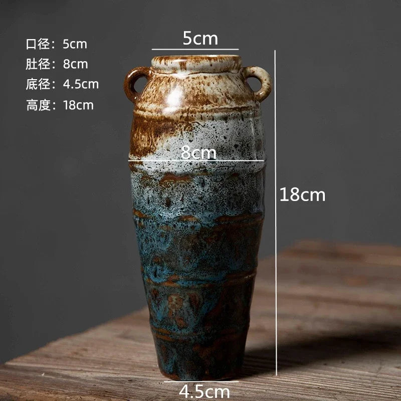 Retro Ceramic Hydroponic Vase for Desktop Flower Arrangement Decor