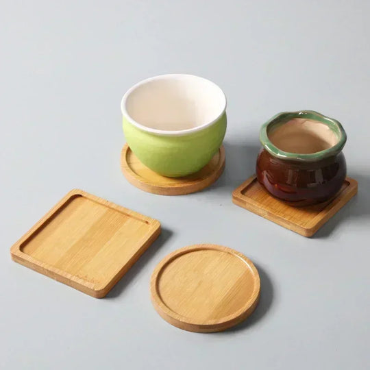 Multi Bamboo Tray Wooden Saucer Coaster Plate