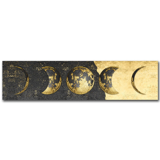 Moon Phases Wide Format Black and White Canvas Wall Art
