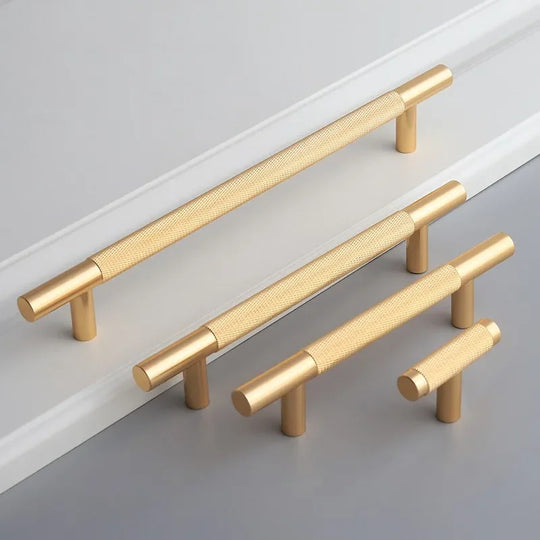 Long Knurled Aluminum Alloy Cabinet Handles – Modern T-Bar Pulls for Furniture